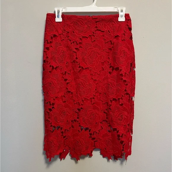 Lulus Skirts Lulus Red Lace Midi Skirt Poshmark